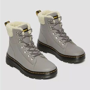 Dr.Martens Combs With Faux Fur Lined Grey Boots Women’s Size 10